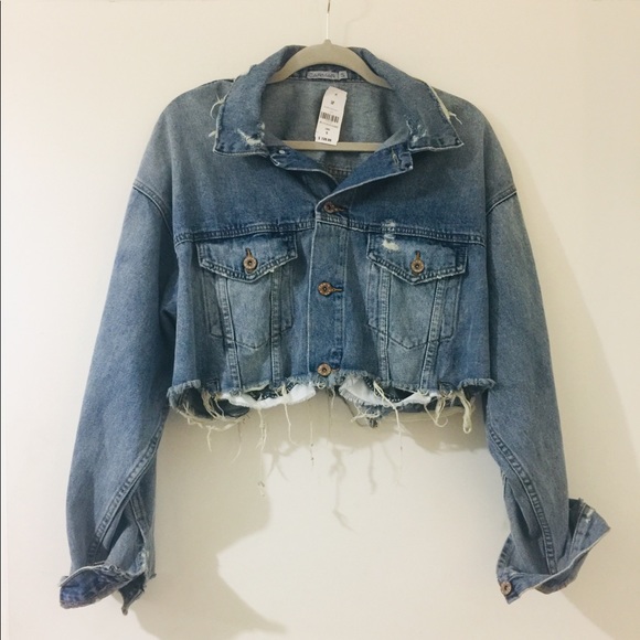 New! LF/Carmar destroyed cropped denim jacket NWT - Picture 2 of 3